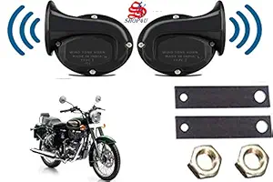 SHOP4U Snail Shape windtone Horn for Royal Enfield Bullet 500 (Trumpet Sound, 12V)