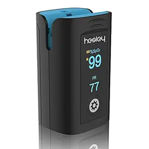 Hesley Pulse Oximeter Fingertip, Oxygen Saturation Monitor with Plethysmograph and Perfusion Index, Heart Rate and SpO2 Levels Meter with LED Display for Adult (Blue and Black)