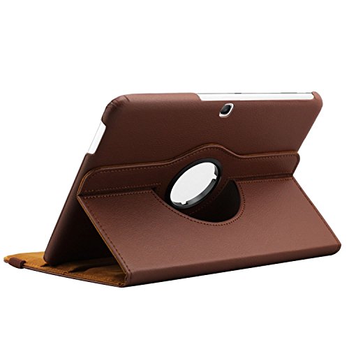 EnGive 360°Drehbares Ledertasche Samsung Galaxy Tab 4 10.1 Hülle (10,1 Zoll) Schutzhülle Case Tasche mit Ständerfunktion Auto Sleep/Wake-Funktion (Samsung Galaxy Tab 4 10.1, Braun) - 3