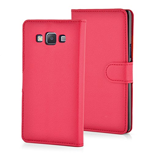 Cadorabo – Book Style Hülle für Samsung Galaxy A3 (5) (A300 – Modell 2015) – Case Cover Schutzhülle Etui Tasche mit Standfunktion und Kartenfach in KARMIN-ROT - 8