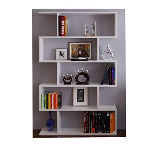 HOMIDEA Core Bibliothèque - Étagère de Rangement - Étagère pour Livres - Étagère pour Bureau/Salon par Le Design Moderne (Blanc - Laqué)