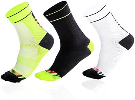 3 Pairs of Breathable Hiking Socks - Outdoor Lightweight Trekking Sock with Wicking Ventilating Mesh Design - Boot Sock Fit for Trekker Walking Camping Climbing Athletic Running cycling Sports for Men and Women (Black/White/Green, UK 3-5/EUR 35-39)