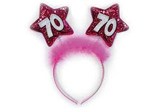 CERCHIETTO 70 ANNI STELLE FUXIA Gadget idea regalo scherzo per festa compleanno