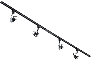 Litecraft Kitchen Track Light with Greenwich Fixture & GU10 LED Bulbs - (Black, 2M 4 Light)
