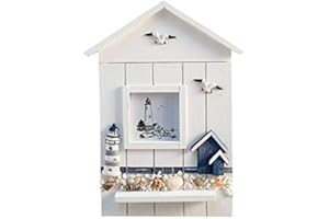 Dasing Mediterranean Style Key Cabinet Wood Nautical Style Wall Mounted Wooden Key Holder Storage Box Cabinet