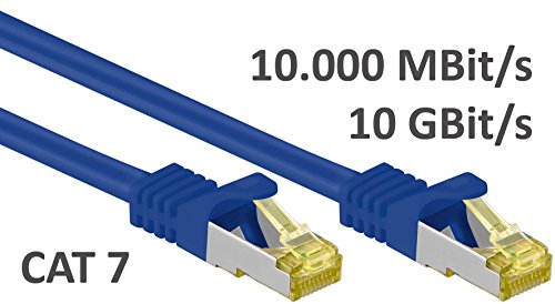 Kab24® Rj45 Patchkabel Netzwerkkabel Computerkabel Internetkabel CAT 7 Rohkabel 600 MHz mit CAT6a Stecker Halogenfrei 10 GBit/s reines Kupfer