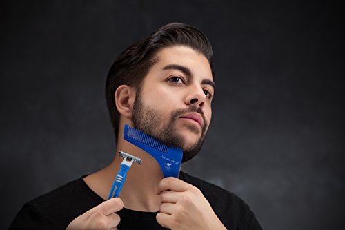 BEARD CAPTAIN Bart-Schablone mit moderner Verpackung – Bart-Kamm & Schablone zum angenehmen Rasieren von Konturen – Perfekte Symmetrie in Sekunden – aus gehärteten Materialien – Rasier-Schablone – Geschenk für Männer - 4