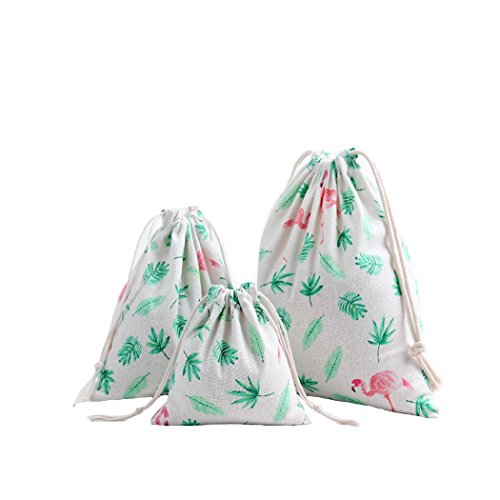 Amoyie Pack of 3 Drawstring Storage Bag Set for Stuff, Travel Home Accessories (3 Different Size)