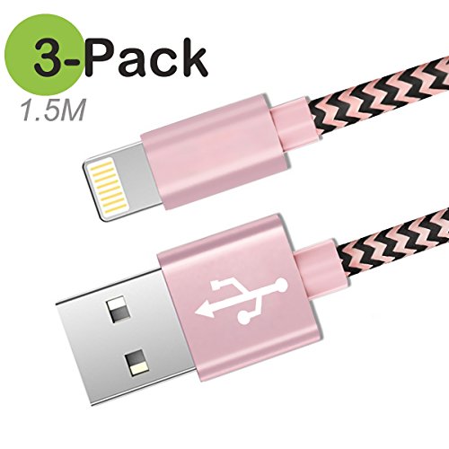 Iphone Kabel BECASO usb Ladekabel Datenkabel 3*1.5M für iPhone 7/7 Plus SE 6S/6S Plus/6 Plus, 5S/5C/5S Plus/5 Plus, iPad Air 2, iPad Mini 3(ROSEGOLD)