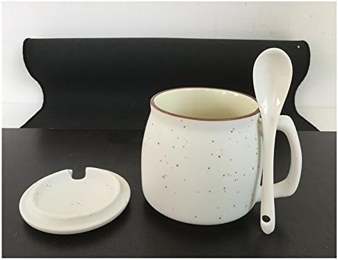 Peterjo Jumbo Ceramic Soup/Coffee/ Mocha/Latte Cup / Ceramic Hot Beverage Drinkware Cups with spoon and lid for Wife mom sister girl friend