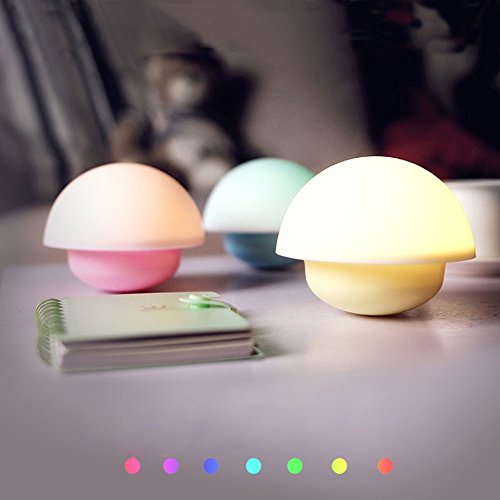 LED Nachtlicht kinder, ThorFire Mini Berührungssensor dimmare Atmosphären-Lampe Pilz Lampe Bettlampe Tumbler, 3Modi dimmbares Warmweiß/Farbwechsel mit Touch Schalter Babyzimmer,Schlafzimmer, Wohnzimme - 8