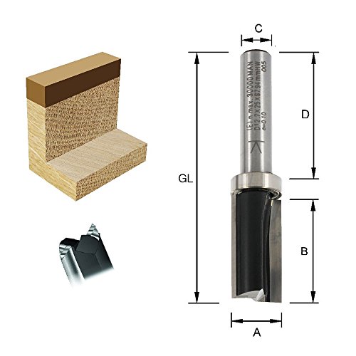 ENT Bündigfräser HW (HM), Schaft (C) 8 mm, Durchmesser (A) 12,7 mm, B 25 mm, D 32 mm, GL 62 mm, mit Kugellager am Schaft