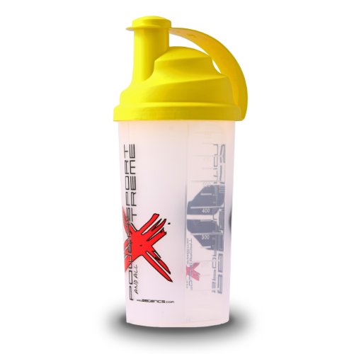 BBGenics proteína/proteína coctelera con tapón de rosca y el colador - amarillo, 1-pack