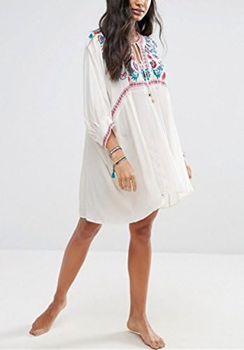L-Peach Women's Summer Floral Embroidery Bikini Cover Up Fashion V Neck Sexy Lace Beach Dress Swimsuit Cover-Up One Size