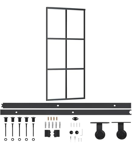 Porta Interna In Vetro ESG E Alluminio | Nero | 83x201.5cm | Porta Economica Per Interni | Design Moderno - Foto 5