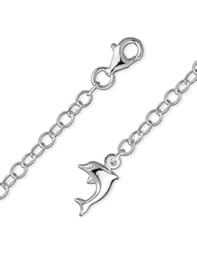 Schmuck-Pur 925/- Silber Verlängerungskette 6cm mit Delfin rhodiniert für Ketten