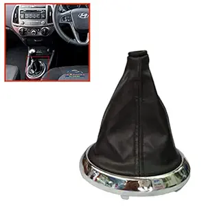 New JD Car Accessories, Black Pu Napa Leatherette ABS SS Chrome Finish Made of Material Gear Shift Lever Cover Boot for Hyundai- Old i20 Tip2 Car[1121]