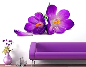 Decals Design Flowers Beautiful Spring Crocus Lily Fresh Wall Sticker (PVC Vinyl, 90 cm x 60 cm, Multicolour)