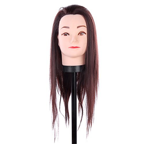 Anself Mannequin Head and Wig with Clamping Jaw for Salon and Hairdresser Training