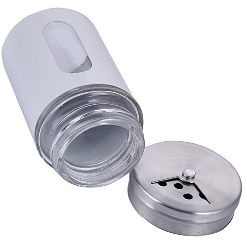 12 Weiß Gewürzstreuer SET aus Edelstahl STAR-LINE® Mit Sichtfenster 80 ml Vorratsgläser Gewürzdosen Streudosen - 3