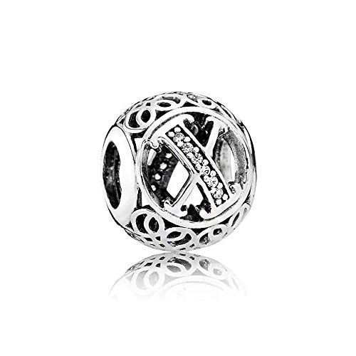 Letter Alphabet Charm 925 Sterling Silver Charms Fits Pandora, European Bracelets Compatible
