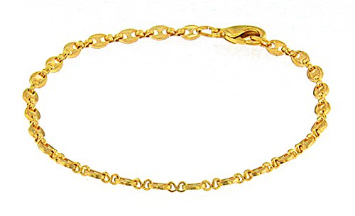 Kaffeebohnenarmband vergoldet, 3,7 mm breit, Länge 22 cm, Armband Herren-Armband Goldarmband Damen Geschenk Schmuck AB Fabrik Italien tendenze KBG3,7-22