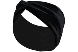 WOETWOAT Fasce larghe per le donne, fasce per capelli annodate antiscivolo alla moda, fascia per spa, Fasce Per Capelli Donna, fascia per la testa testa fascia elastica in velluto dorato (5#Black)