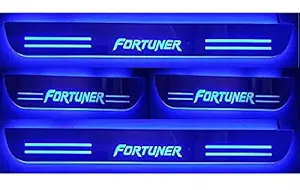 DS ENTERPRISE Door Steel Plates with Light For Toyota Fortuner Set of 4PCS (Blue Color)