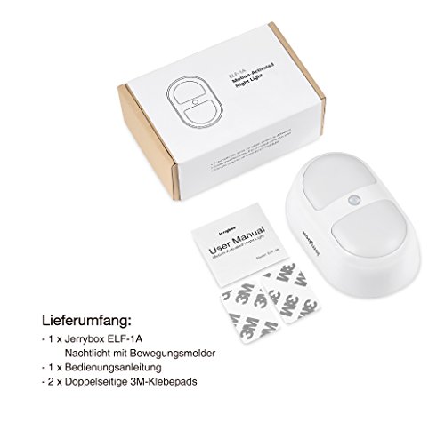 Jerrybox Nachtlicht mit Bewegungsmelder Batteriebetriebene Wandlichter mit 10 LEDs und Zweifachem Sensor, Nachtlampe für Kinderzimmer, Schlafzimmer, Treppe, Bad und Schrank - 7