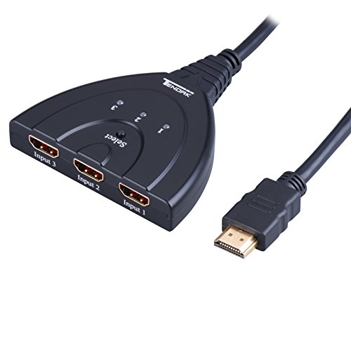 Tendak HDMI Switch 3 x 1 Kabel 3 In 1 3 Out Anschluss Eingang unterstützt Full HD 1080P 3D für Apple TV Xbox PS4 Blu-Ray Player HDTV