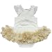 2pcs Infant Baby Girl Kids Headband+Romper Bodysuit Flower Tutu Clothes Set Ivory 9-12 Months