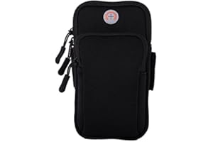 CRSUSUKJ Armband Armtasche, Sportarmband Mit Kopfhörer Tasche Sportarmband Handytasche Sport, Handyhülle Running Armband,Umhängetasche Outdoor Gürteltasche Reisepass Brieftasche mit Kopfhörerloch… (schwarz)