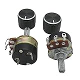 interruptor potenciometro luz  Taiss/2 unidades wh138 10 K 50 K 100 K 250 K 500 K (se puede elegir) Ohm único lineal atenuador potenciómetro con interruptor de encendido/apagado + 2 pomos de aleación de aluminio negro, 10k ohm, 1