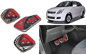 Selifaur - 3 Pcs Red Non-Slip Manual Car Pedals kit Pad Covers Set for Swift Dzire Type -1