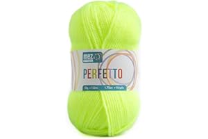 GENERICO Lana acrilica morbida Perfetto Mez Cucirini, filato per uncinetto, lavoro a maglia, tappeti e hobby creativi, gomitolo da 50gr, 133 metri (Giallo Fluo P8232)