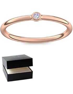 Vorsteckring Verlobungsring Rotgold Ring Zirkonia 585 + inkl. Luxusetui + Zirkonia Ring Rotgold Zirkoniaring Rotgold...