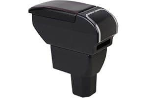 KAERGK Auto Armlehne für Suzuki Ignis 2016-2023 Doppelschicht Mittelkonsole Große Aufbewahrungsbox mit Becherhalter Zubehör Schwarz