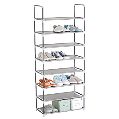 WOLTU SR0009 Etagères à chaussures pour 8 couches, rangement des chaussures pour 24 paires, 60x29x140 cm, Gris