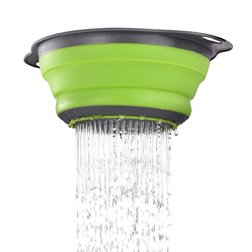 Enko Colander Set, Küche Silikon Faltbarer Seiher / Nudelsieb, Umweltfreundlich Non-Toxic Leicht zu Reinigen, 2 Größe Einschließlich 8 Und 9,5 Zoll. (GRÜN) - 4