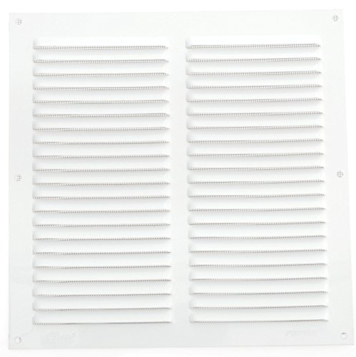 Wetterschutzgitter Lüftungsgitter Aluminium weiß 20 x 20 cm mit Fliegendraht Lamellengitter