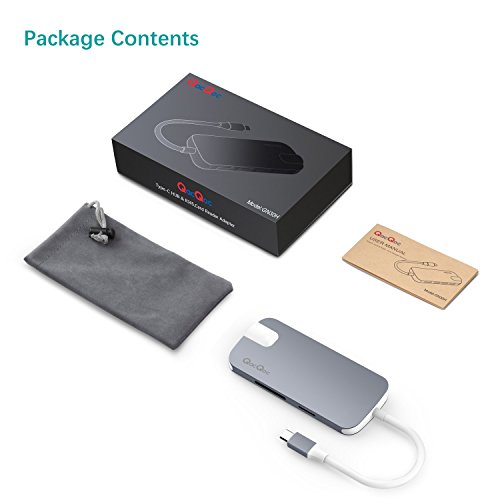 USB C Hub QacQoc USB C Adapter mit Typ C Ladeanschluss, HDMI Port, Gigabit LAN, SD-Kartenleser, Micro SD-Kartenleser, 3 USB 3.0 Port für Typ C Geräte wie MacBook, MacBook Pro, Google Chromebook (Grau) - 7