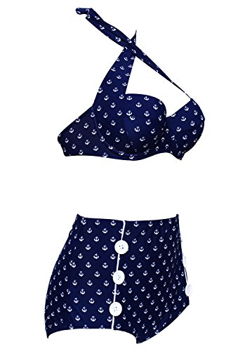 Damen Retro Badeanzug Bademode Bikini Set - 3