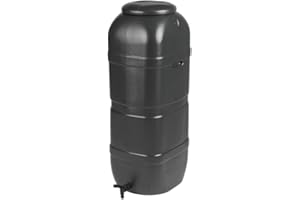 wilko Water Butt with Tap, Plastic Water Butt, Robust Circular Design, 100L, 36 x 32 x 96cm