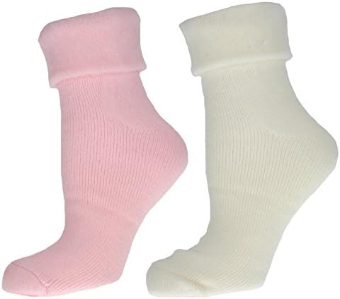 SleeperzzzLadies 2 Pack Soft Sleeperzzz Thermal Bed Socks Pink & Cream UK 4-7