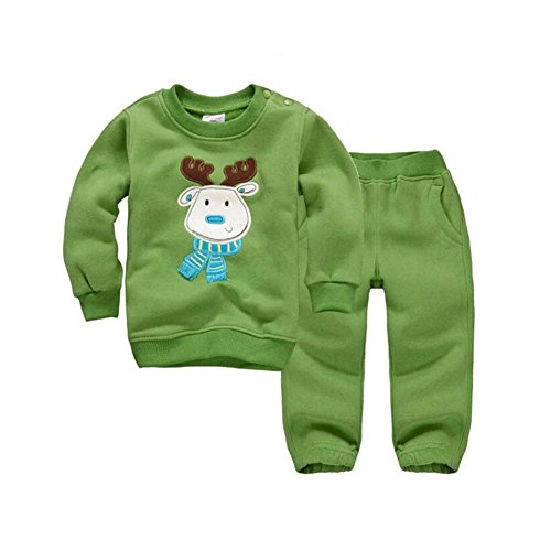CuteOn Niñito Niños Bebes Chicos Chicas Invierno Chandal Pullover Camisa de Entrenamiento Casual Top + Pantalones Conjuntos Outfits Verde 4 Años