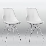 Duhome Esszimmerstuhl 2er Set Küchenstuhl Weiß Kunststoff mit Sitzkissen Stuhl Vintage Design Retro Farbauswahl 518J Duhome Esszimmerstuhl 2er Set Küchenstuhl Weiß Kunststoff mit Sitzkissen Stuhl Vintage Design Retro Farbauswahl 518J