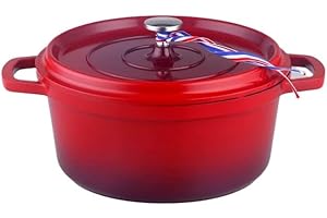 Kamberg Cazuela 20 cm redonda rojo flameado, aluminio fundido, revestimiento tipo piedra, todo tipo de fuentes de calor, incluida la inducción, sin PFOA