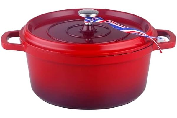 KAMBERG - 0008186 - Cocotte Ø 16 cm Ronde Rouge Flammée - Fonte d'aluminium - Revêtement pierre - Tous feux dont induction - Sans PFOA