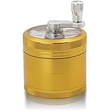 DCOU Handkurbel Premium Mühle unzerbrechlich CNC Aluminium Metall Kräuter Tabak Mahler Schleifer, 4 Teile, Ø55mm (Gold)