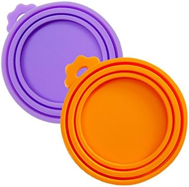 SHOWHAS 2PCS Pet Feeding Can Tin Food Kit Silicone Pet Food Can Lid Covers One Size Fits All Standard Size Dog and Cat Can Tops (Pur.2)
